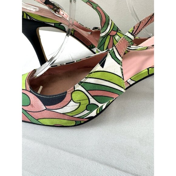 Circa Joan & David Pink-Green Slingback Heels Women’s Size 10M Retro Discocore - Picture 4 of 16